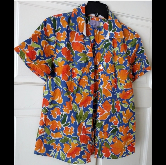 Laura Scott Tops - Laura Scott Multicolor Orange Blue Green Size S